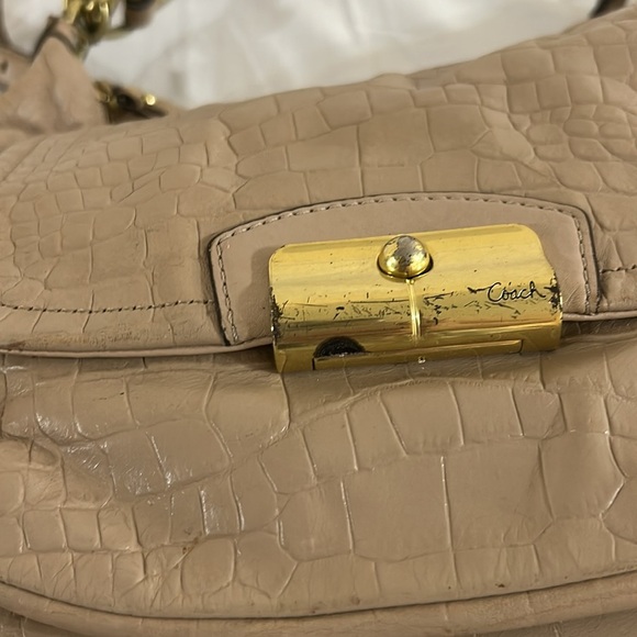 Coach F22925 Hobo Kristin Sand-light Tan-gold Exotic Embossed Leather Bag - Picture 12 of 14